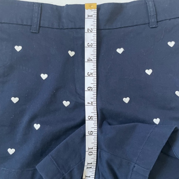 NWT J. Crew 4” Chino Shorts With Embroidered Hearts Navy Size 6. - Picture 9 of 9
